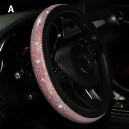37/38mm Universal Car Steering Wheel Cover PU Leather Rhinestones Imitation diamond Case Auto Interior Decor Styling