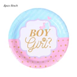 Pink Blue Boy Or Girl Gender Reveal Baby Shower Party Disposable Tableware Set Paper Plates Cups Banner Balloon Decoration