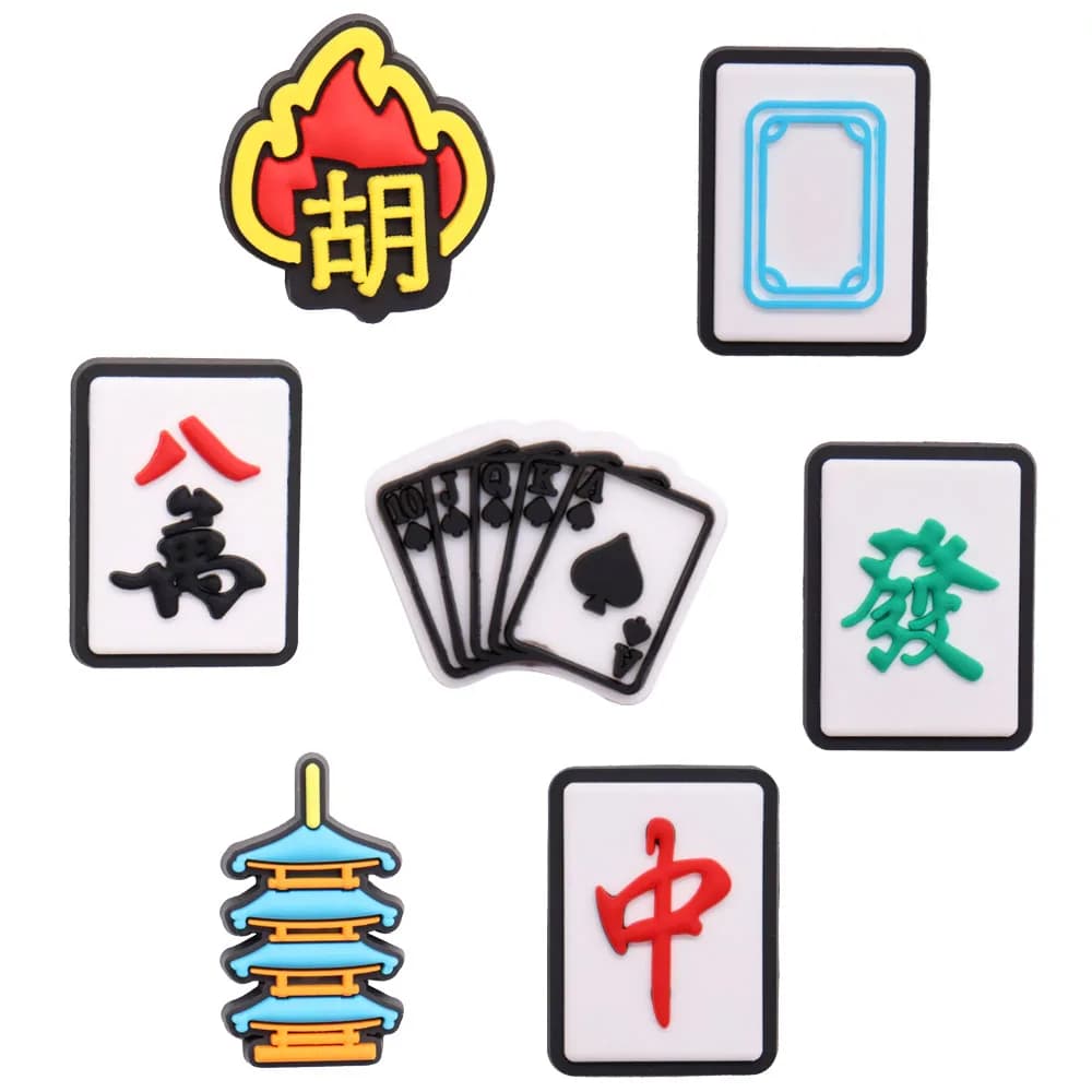 Single Sale 1PCS PVC Cartoon Shoe Charms Mahjong Playing Cards Tower Buckle Slipper Accessories Garden Shoes Button Decorations
