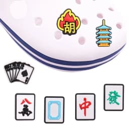 Single Sale 1PCS PVC Cartoon Shoe Charms Mahjong Playing Cards Tower Buckle Slipper Accessories Garden Shoes Button Decorations