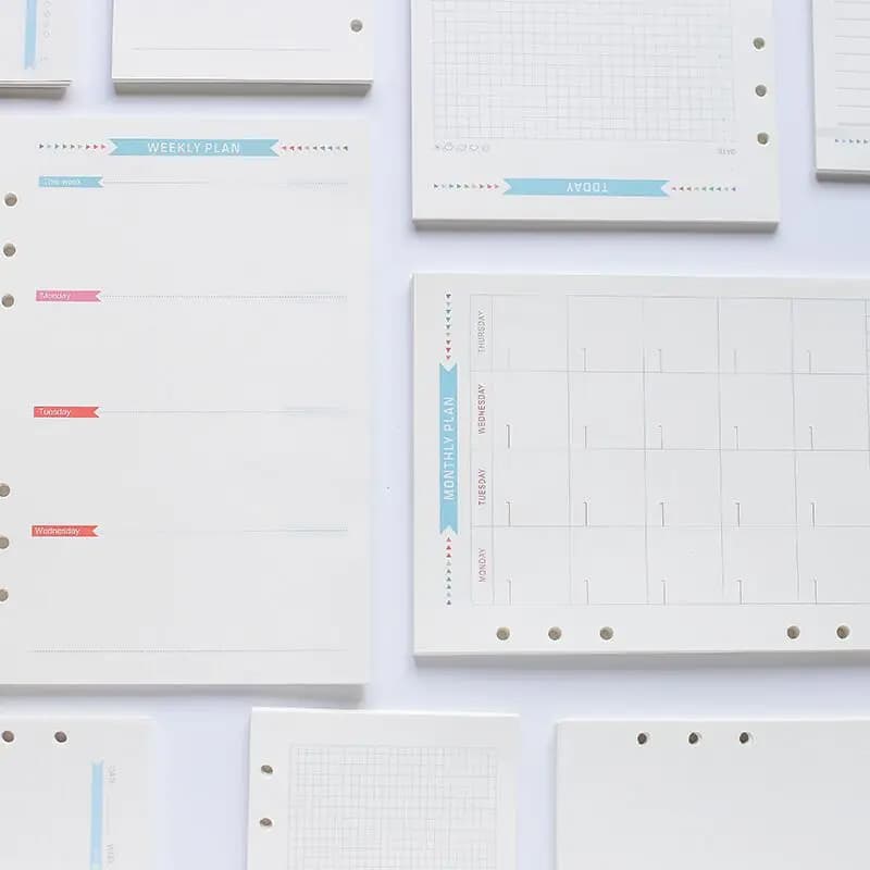 Diary 2026 A5 A6 Refill Loose-leaf Binder Inside Page To Do/Weekly/Monthly/Grid Agenda School Stationery