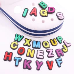 Single Sale 1PCS Kawaii Colorful 26 Alphabet Letter PVC Shoe Charms Slipper Accessories Sandals Shoes Decoration Holiday Present