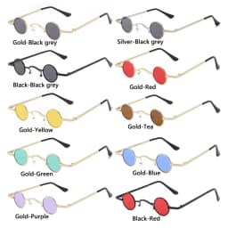 Vintage Rock Punk Man Sunglasses Classic Small Round Sunglasses Women Wide Bridge Metal Frame Black lens Driving Eyewear