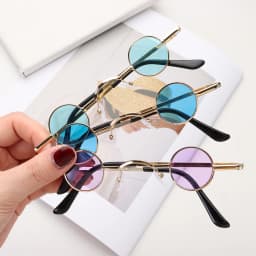 Vintage Rock Punk Man Sunglasses Classic Small Round Sunglasses Women Wide Bridge Metal Frame Black lens Driving Eyewear