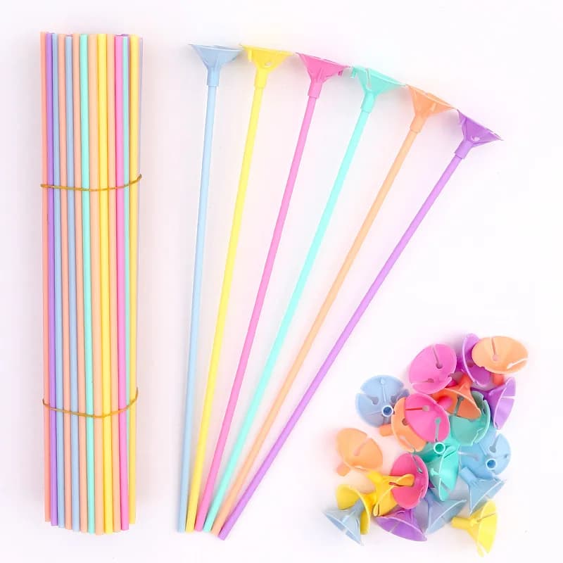 10-30pcs 42cm Balloon Stick With Cup White/Gold/Sliver/Macaron Color Holder Wedding Birthday Party Decor Latex Balls Accessories