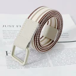 High Quality Fashion Casual Men Canvas Belt Metal Double Ring Square Buckle Colorful Waistband Designer Female Teenager Belts