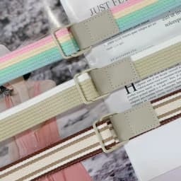High Quality Fashion Casual Men Canvas Belt Metal Double Ring Square Buckle Colorful Waistband Designer Female Teenager Belts