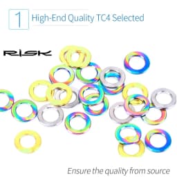 RISK 10pcs Bicycle M5/M6 Titanium Flat Washer Universal Bike Bolts Gasket Lightweight 5mm 6mm Mountain Road Bike Bolts Spacer