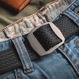 MAUHOSO Titanium Buckle Nylon Elastic Belt,Man's Elastic Web Belt for Work Daily Golf Fishing