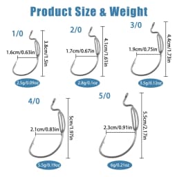 25Pcs Weighted Jig Head Worm Hooks Offset Curved Crank Barbed Wide Gap Bass Fishing Texas Rig Hook for Saltwater Freshwater