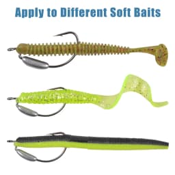 25Pcs Weighted Jig Head Worm Hooks Offset Curved Crank Barbed Wide Gap Bass Fishing Texas Rig Hook for Saltwater Freshwater