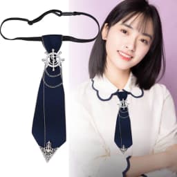 Hand-made Black Ribbon Bow Tie for Women Fashion Crystal Shirt Blouse Bowknot School Student Shirt Business Clothing Accessories