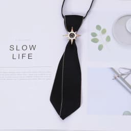 Hand-made Black Ribbon Bow Tie for Women Fashion Crystal Shirt Blouse Bowknot School Student Shirt Business Clothing Accessories