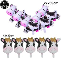 10pcs/lot Mini Cow Balloons Cow Head Foil Balloons Baby Shower Decorations Farm Theme Animal Birthday Party Supplies