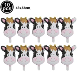 10pcs/lot Mini Cow Balloons Cow Head Foil Balloons Baby Shower Decorations Farm Theme Animal Birthday Party Supplies