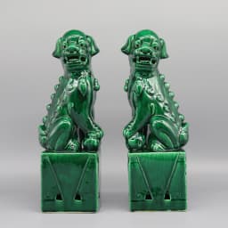 Pair of Foo Dogs, Fu Dogs, Buddha Dogs, Chinese Guardian Lions, Ceramic Sculpture, Home Decoration