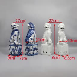 Pair of Foo Dogs, Fu Dogs, Buddha Dogs, Chinese Guardian Lions, Ceramic Sculpture, Home Decoration