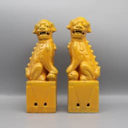 Pair of Foo Dogs, Fu Dogs, Buddha Dogs, Chinese Guardian Lions, Ceramic Sculpture, Home Decoration
