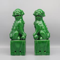 Pair of Foo Dogs, Fu Dogs, Buddha Dogs, Chinese Guardian Lions, Ceramic Sculpture, Home Decoration