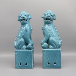 Pair of Foo Dogs, Fu Dogs, Buddha Dogs, Chinese Guardian Lions, Ceramic Sculpture, Home Decoration