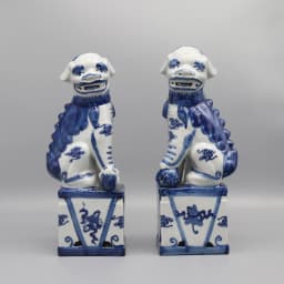 Pair of Foo Dogs, Fu Dogs, Buddha Dogs, Chinese Guardian Lions, Ceramic Sculpture, Home Decoration