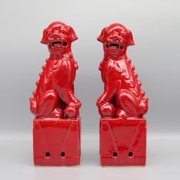 Pair of Foo Dogs, Fu Dogs, Buddha Dogs, Chinese Guardian Lions, Ceramic Sculpture, Home Decoration