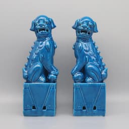 Pair of Foo Dogs, Fu Dogs, Buddha Dogs, Chinese Guardian Lions, Ceramic Sculpture, Home Decoration