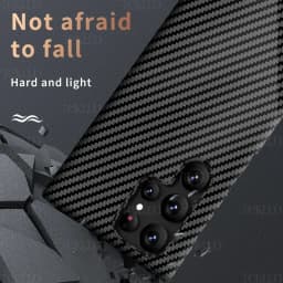 Ultra Slim Fit Carbon Fiber Texture Pattern PC Case For Samsung Galaxy S25 Ultra S24 Plus Business Shockproof Phone Cover Conque