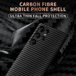 Ultra Slim Fit Carbon Fiber Texture Pattern PC Case For Samsung Galaxy S25 Ultra S24 Plus Business Shockproof Phone Cover Conque