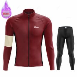 New Winter Rvouei Cycling Clothing Men's Thermal Fleece Bicycling Clothing Set Outdoor MTB Bike Bib Pants Ropa Maillot Ciclismo