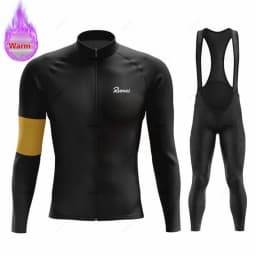 New Winter Rvouei Cycling Clothing Men's Thermal Fleece Bicycling Clothing Set Outdoor MTB Bike Bib Pants Ropa Maillot Ciclismo