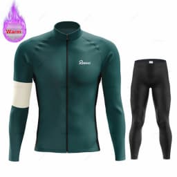 New Winter Rvouei Cycling Clothing Men's Thermal Fleece Bicycling Clothing Set Outdoor MTB Bike Bib Pants Ropa Maillot Ciclismo
