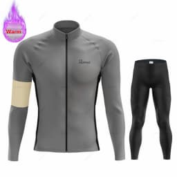 New Winter Rvouei Cycling Clothing Men's Thermal Fleece Bicycling Clothing Set Outdoor MTB Bike Bib Pants Ropa Maillot Ciclismo