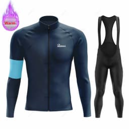 New Winter Rvouei Cycling Clothing Men's Thermal Fleece Bicycling Clothing Set Outdoor MTB Bike Bib Pants Ropa Maillot Ciclismo
