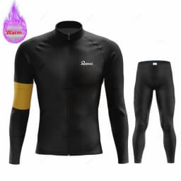 New Winter Rvouei Cycling Clothing Men's Thermal Fleece Bicycling Clothing Set Outdoor MTB Bike Bib Pants Ropa Maillot Ciclismo