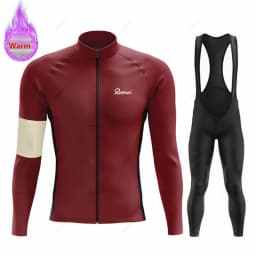 New Winter Rvouei Cycling Clothing Men's Thermal Fleece Bicycling Clothing Set Outdoor MTB Bike Bib Pants Ropa Maillot Ciclismo
