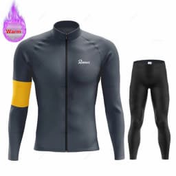 New Winter Rvouei Cycling Clothing Men's Thermal Fleece Bicycling Clothing Set Outdoor MTB Bike Bib Pants Ropa Maillot Ciclismo