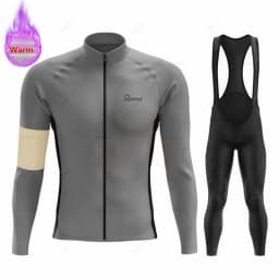 New Winter Rvouei Cycling Clothing Men's Thermal Fleece Bicycling Clothing Set Outdoor MTB Bike Bib Pants Ropa Maillot Ciclismo