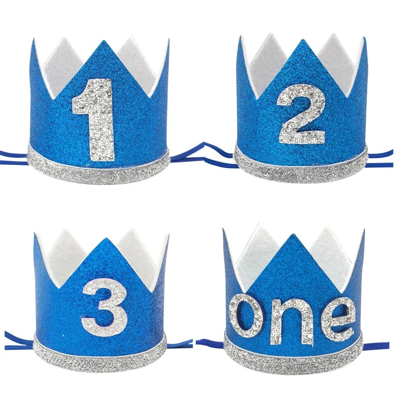 1Pcs Blue 1 2 3 One Happy Birthday Party Baby One Crown Headband Hat Birthday Baby Shower 1st Birthday Party Decoration Supplies