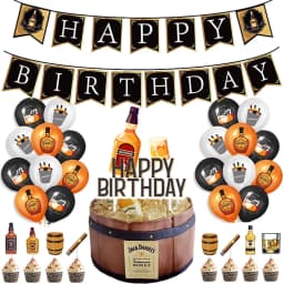Whiskey Birthday Party Decorations Whiskey Bottle Foil Balloon Banner Cake Toppers Men Women 30th 40th 50th Birthday Party Decor