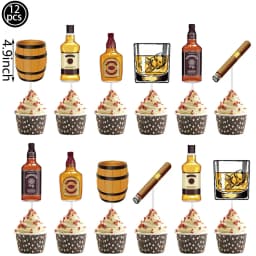 Whiskey Birthday Party Decorations Whiskey Bottle Foil Balloon Banner Cake Toppers Men Women 30th 40th 50th Birthday Party Decor