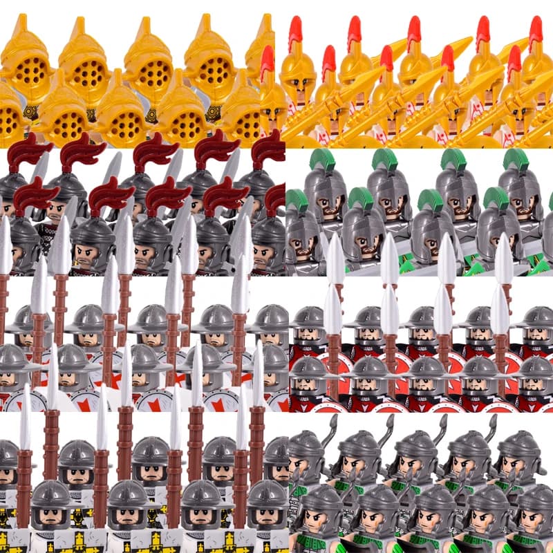 Medieval Knights Roman Soldier Building Blocks Military Weapons Armor Castle Figures Accessories Bricks Toys for Children Gifts