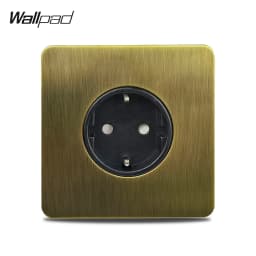 Wallpad EU Wall Socket Antique Brass Electrical Outlet Stainless Steel Panel German Schuko 4 Colors