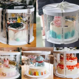4/6 inch PVC Clear Cake Boxes Round Transparent Packaging Box for Birthday Wedding Anniversary Party Valentine Day Cake Gift Box