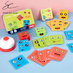 Wooden Face Changing Cube Toys Building Blocks for Cartoon Puzzle Montessori Jigsaw Educational Board Game Family Toys