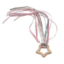 BPA-free Non-toxic Baby Ribbon Wooden Ring Teether Montessori Style Sensory Toy Newborns Color Recognition Educational Toys