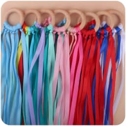 BPA-free Non-toxic Baby Ribbon Wooden Ring Teether Montessori Style Sensory Toy Newborns Color Recognition Educational Toys