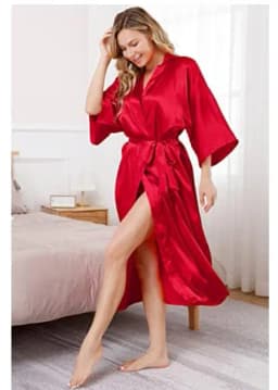 Sexy women extra long bathrobe Silky Satin robe Charming Women's Lengthened Casual Bathrobe Long Sleeved Robe Homewear