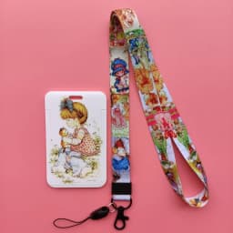 Fashion Cartoon Girls Name Card Holder Men Boys Lanyard ID Card Cover Pass Mobile Phone Card Badge Holder
