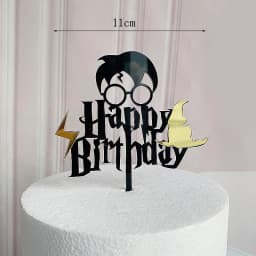 Dark Cartoon Happy Birthday Acrylic Cake Topper Cute Boy Witch Cake Topper For Kids Birthday Party Cake Decorations Baby Shower